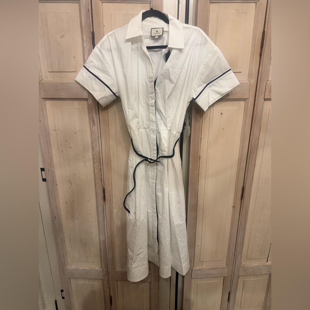 Tuckernuck White Midi Dress with Black Accents